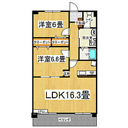 明宝マンション 2階2LDKの間取り