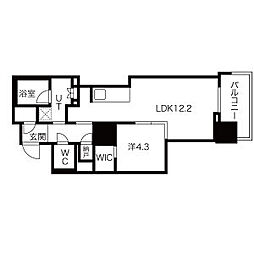 プラウドタワー栄 6階1LDKの間取り