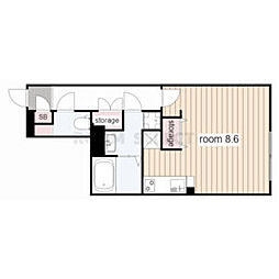 LUORE吹上(ルオーレフキアゲ) 2階1Kの間取り