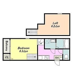プランドール六番町 1Kの間取図画像