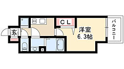 プレサンス丸の内城雅 14階1Kの間取り
