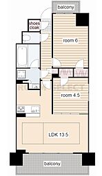 オープンレジデンシア泉 3階2LDKの間取り