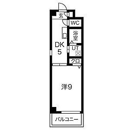 ベルネージュ 1Kの間取図画像