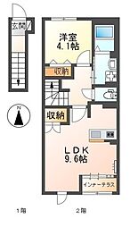 セレーナ広美 202 2階1LDKの間取り