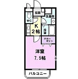 ヴィラアウローラ 1Kの間取図画像