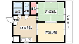 コンフォール池下 2DKの間取図画像