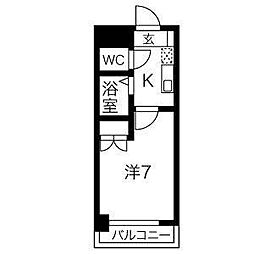 レジデンス中島 1Kの間取図画像