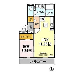 セジュール大秋 1LDKの間取図画像