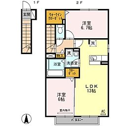 ホープM5 2LDKの間取図画像