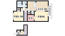 エーリ東山公園 2LDKの間取図画像