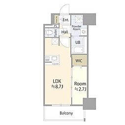 エスリード ザ・レガリア新栄PREMIER 1507 15階1LDKの間取り