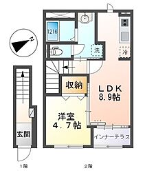 RH 柳川 1LDKの間取図画像
