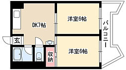 栄ファイブマンション 2DKの間取図画像