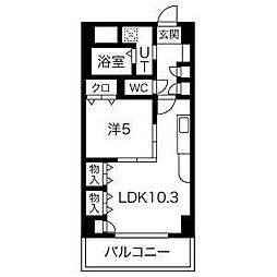 プレステージ新栄 1LDKの間取図画像