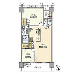 セントハート藤が丘エアリーレジデンス 2LDKの間取図画像