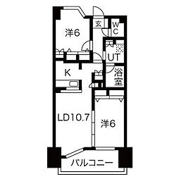 ヴィラエーデル大須 2LDKの間取図画像