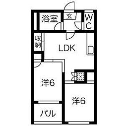 新宿ビル 2LDKの間取図画像