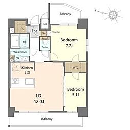 名古屋市名東区貴船1丁目マンション 2LDKの間取図画像