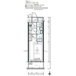 ディアレイシャス名古屋太閤通IV 1202 12階1Kの間取り