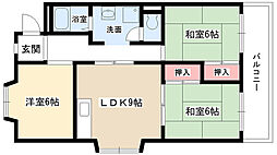アーバン牧の原 3LDKの間取図画像