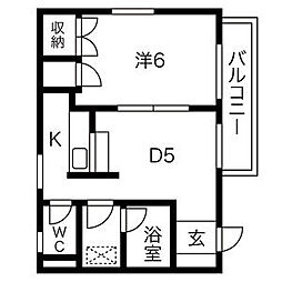 デューク向台 1DKの間取図画像