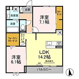 クレセント7 2LDKの間取図画像