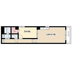 アケイシャ 1LDKの間取図画像