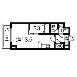 稲垣ビル栄ディアコート白川 1LDKの間取図画像