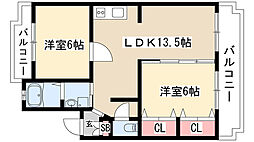 ブラウンハイツ 2LDKの間取図画像