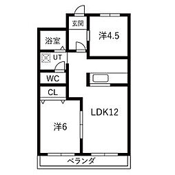 コトブキ第一ビル 2LDKの間取図画像