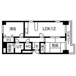 サンメゾン植田 2LDKの間取図画像