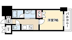 レジディア鶴舞 1Kの間取図画像