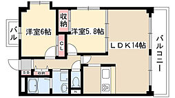 ラトゥール一社 2LDKの間取図画像