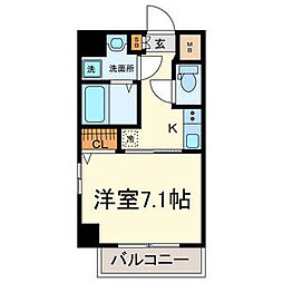 プランドール名駅 1Kの間取図画像