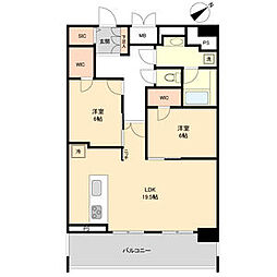 グランルクレ新栄イースト 2LDKの間取図画像