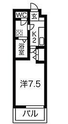 ルシエル吹上 1Kの間取図画像