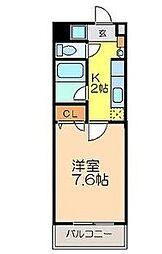 C&Mノリタケ 1Kの間取図画像
