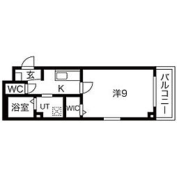 A・H岩塚 1Kの間取図画像