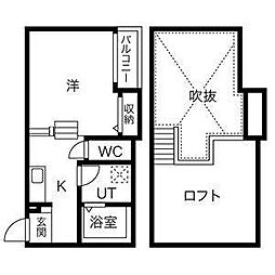 Creo庄内通参番館 1Kの間取図画像