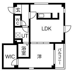 グランレーヴ金山 1LDKの間取図画像
