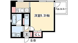 プランベイム滝子通 1Kの間取図画像