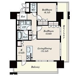 ローレルタワー名古屋栄 2LDKの間取図画像