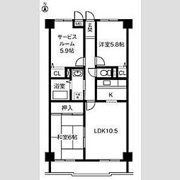シティ・ライフ山下通 3LDKの間取図画像