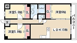 鴻ノ巣ヒルズビル 3LDKの間取図画像