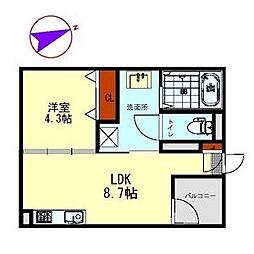 ソフィア名西 1LDKの間取図画像
