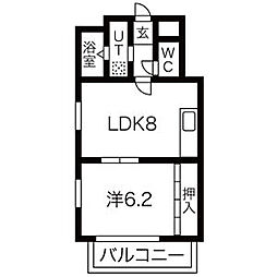 エムワン一社 1LDKの間取図画像