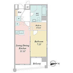 レインボーピア八熊 1LDKの間取図画像