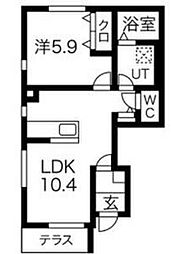 カルテットA 1LDKの間取図画像