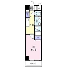 NEWCITYAPARTMENTS円上町 1Kの間取図画像