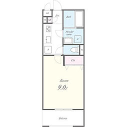 サンライズ亀島 1Kの間取図画像
